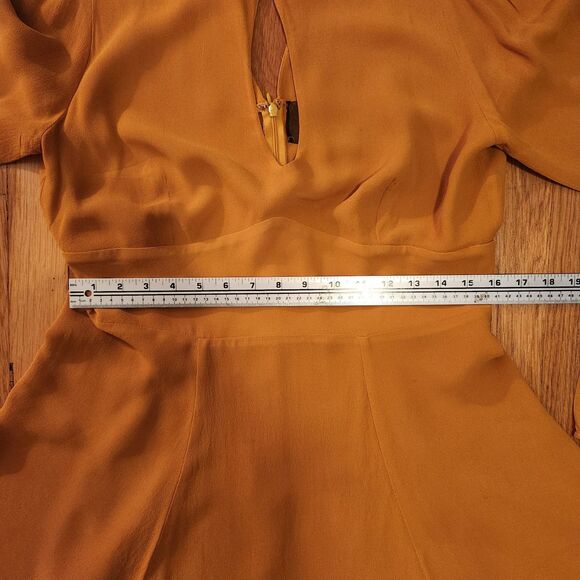 Reformation Delancey Rare Goldenrod Mustard Longsleeve Keyhole Mini Flare Sz 12 - Picture 7 of 13